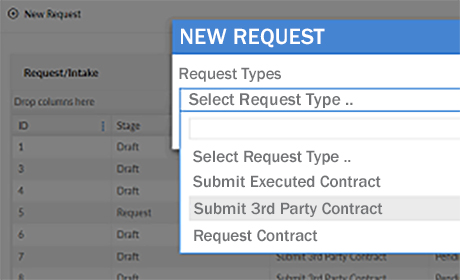 The Contract Request Box for Selecting Contract Type.
