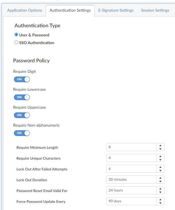 Authentication Settings
