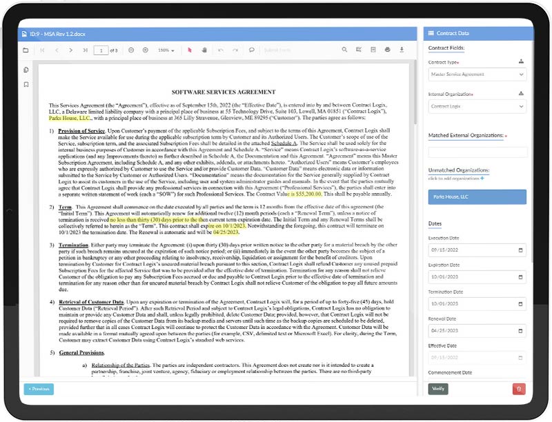 Powerful AI Data Extraction - Contract Management Platform