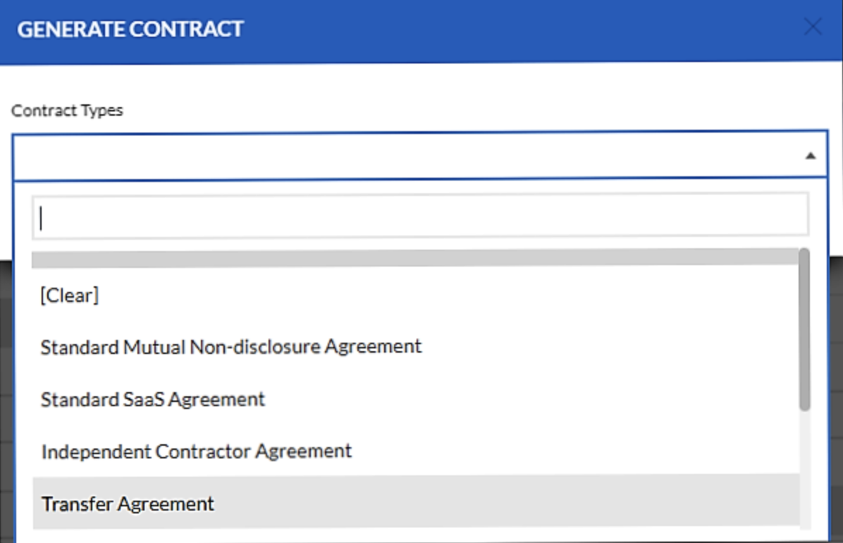 Contract generation from a template.