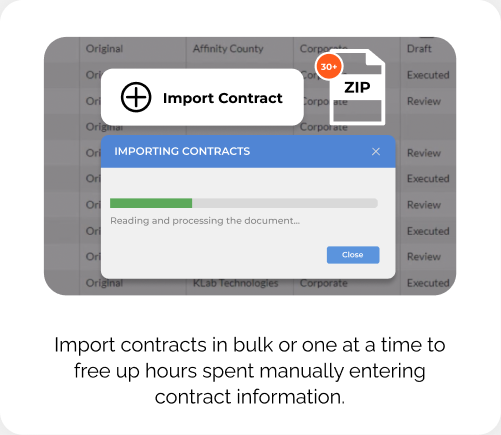 import contracts with clm platform