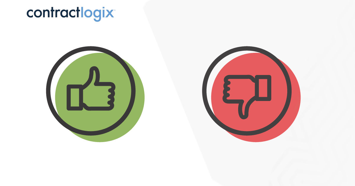 Navigate CLM success with the do's and don'ts. Thumbs pointing up and down