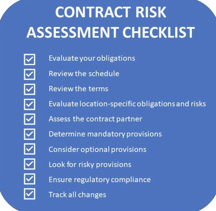 Contract risk assessment checklist.