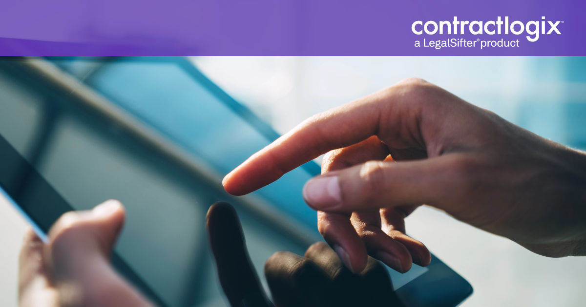 hand uses tablet for contract administration services