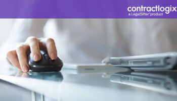 business woman using laptop computer for contract management outsourcing
