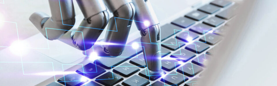 robot hand uses laptop keyword to learn about the future of AI contract lifecycle management