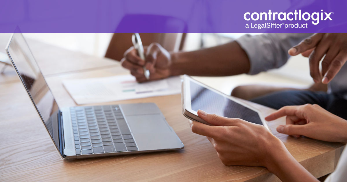 two business people researching contract management support services