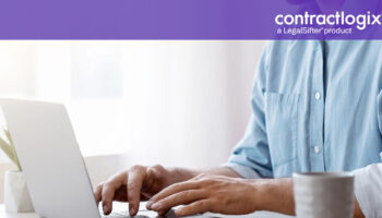 man sits at desk on computer and learns about the best contract management softwares