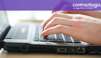 cropped shot of person using laptop computer to learn about contract management system (CMS)