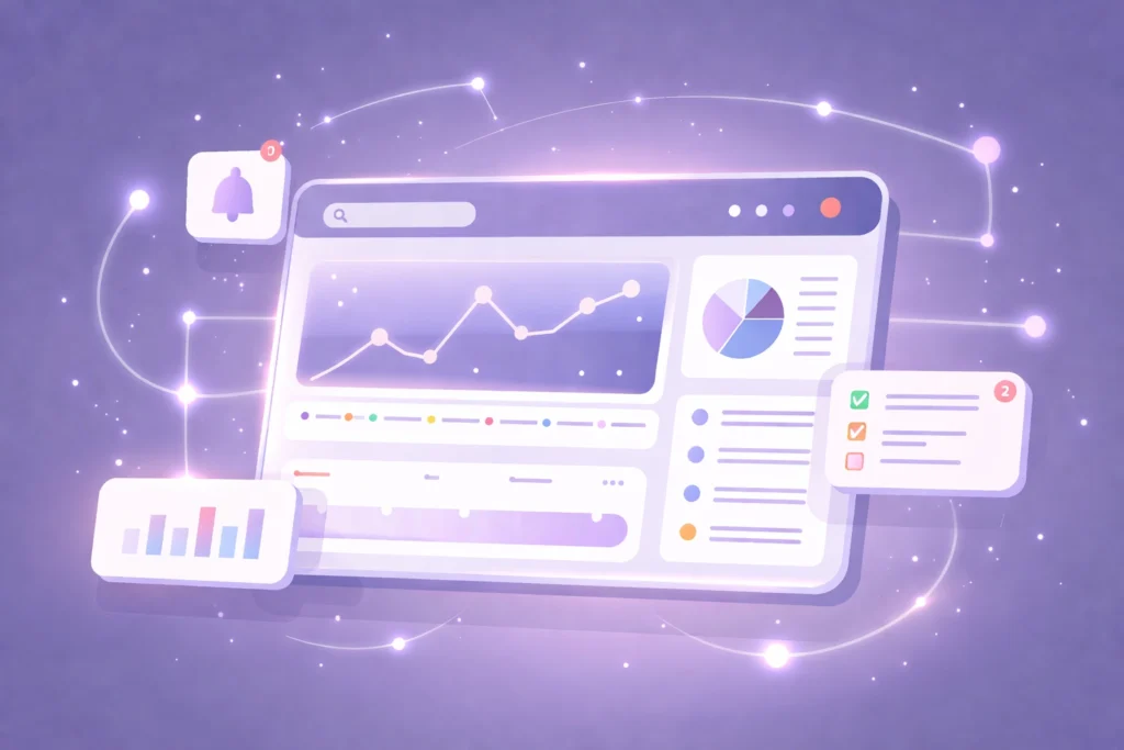 Dashboard with alerts and contract metrics showing how contract operations prevent post-signature value leakage