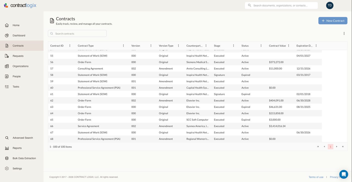 Contract Logix repository: an organized, searchable contract portfolio