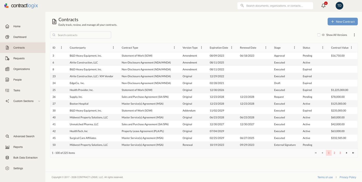 Contract Logix digital contract repository: an organized, searchable contract portfolio