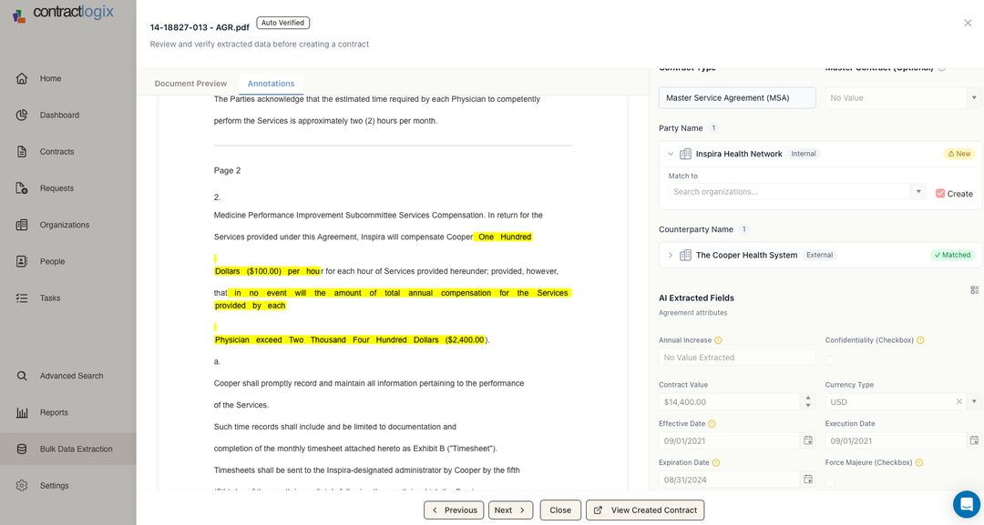 Surface critical financial terms
